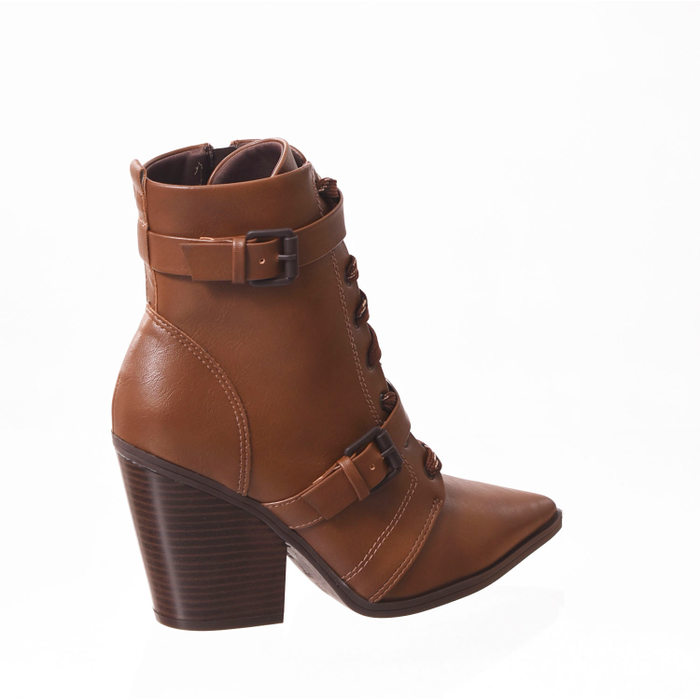 Bota Ankle Boot Ramarim Country Bico Fino Detalhe Fivela Marrom