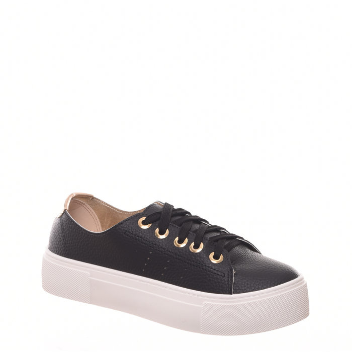 Tênis Moleca Flatform Preto e Dorurado