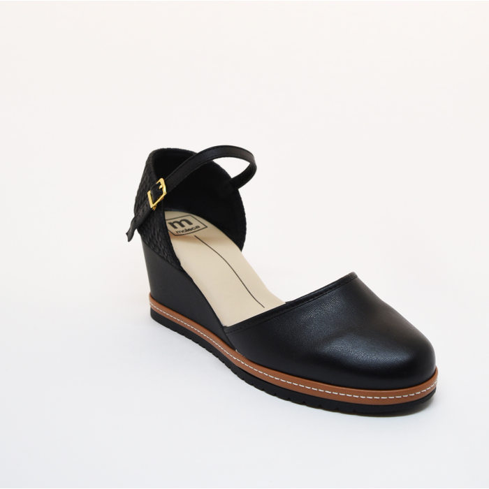 Sandália Anabela Moleca Espadrilhe Calcanhar Trabalhado Solado Tratorado Preto