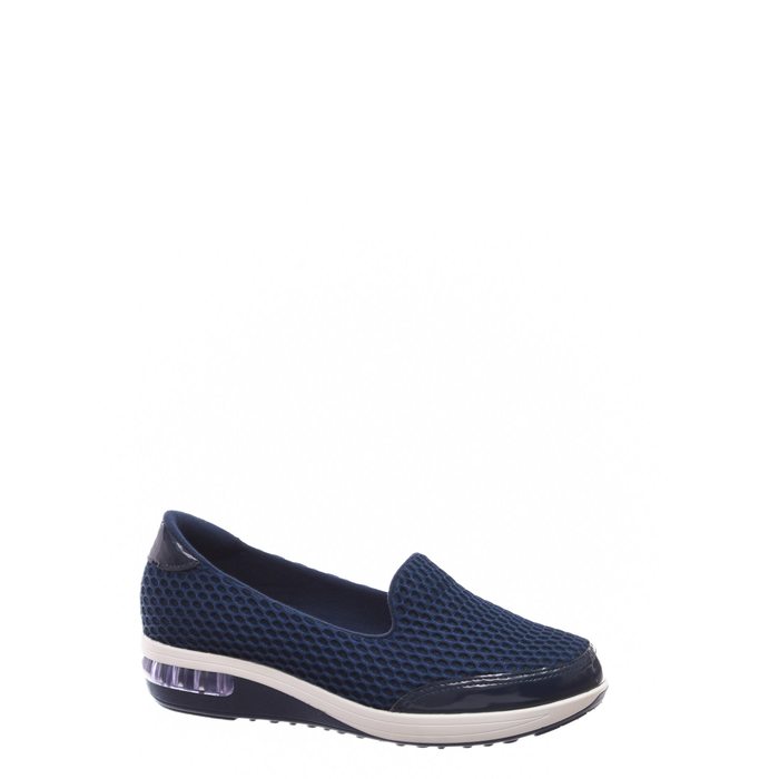 TÊNIS SLIP-ON MODARE ULTRA CONFORTO TELA COM AMORTECEDOR GEL DETALHE VERNIZ  AZUL MARINHO