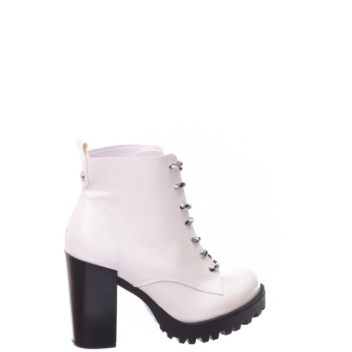 Bota Coturno Moleca Salto Tratorado Verniz Branco