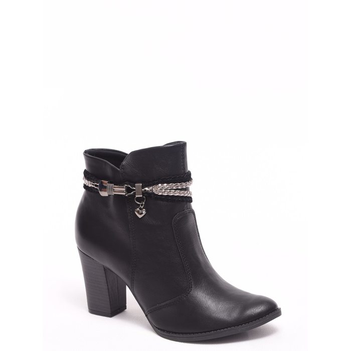 Bota Ankle Boot Mississipi Detalhe Tiras Prata Preta