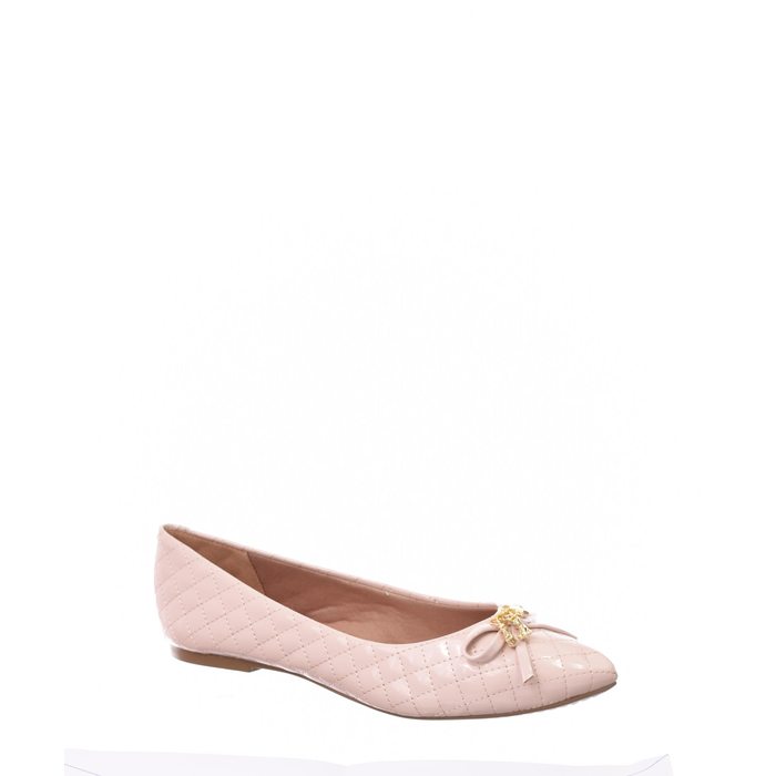 Sapatilha Sua Cia Matelassê Bico Fino Detalhe Pigente Verniz Rose
