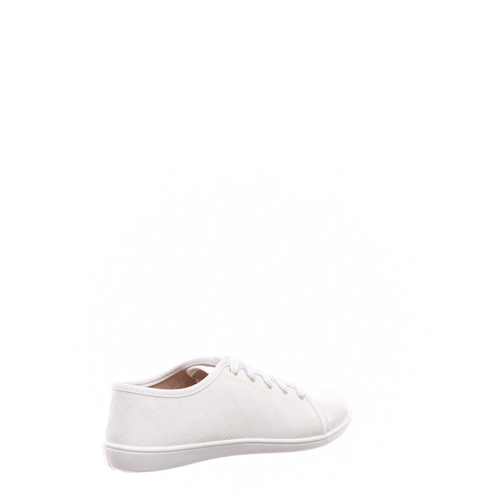 Tênis Moleca Detalhe Costura Verniz Branco