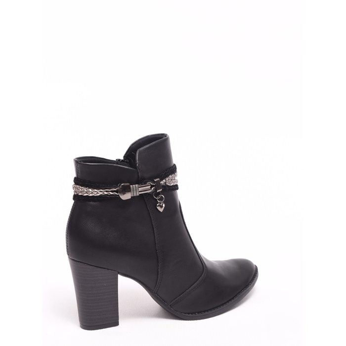Bota Ankle Boot Mississipi Detalhe Tiras Prata Preta