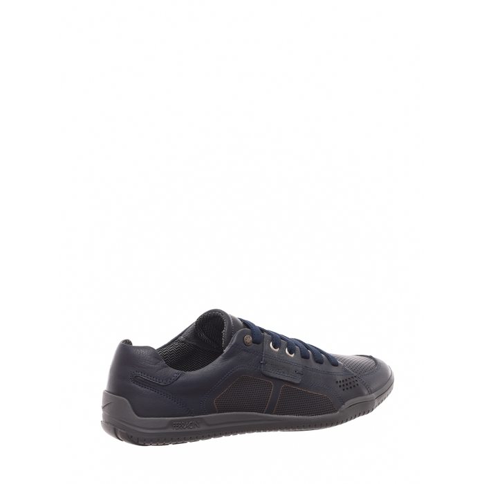 Sapatênis Ferracini 24h Microperfuros Cadarço Elástico  Couro Azul Marinho