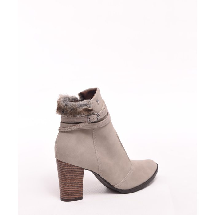Bota Ankle Boot Mississipi Detalhe Pelo e Tiras Cinza