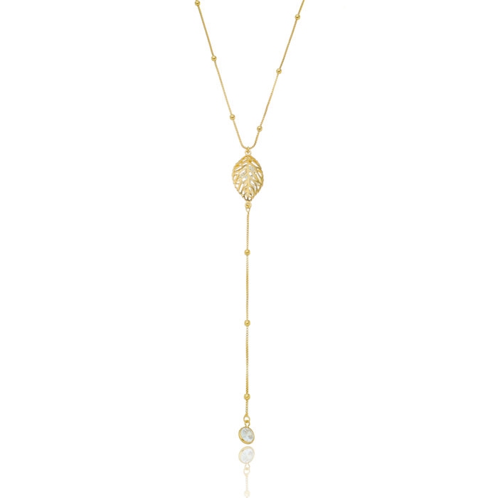 Colar Lariat Folha