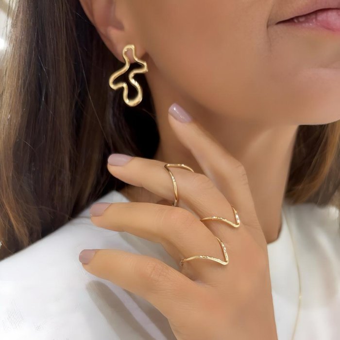 Anel V Fino Ondulado Aberto