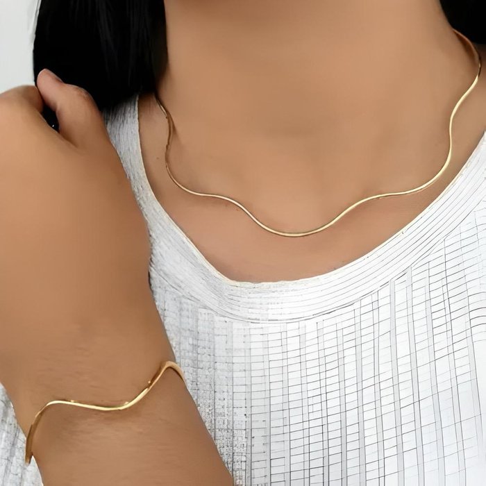 Bracelete Fino Ondulado Aberto