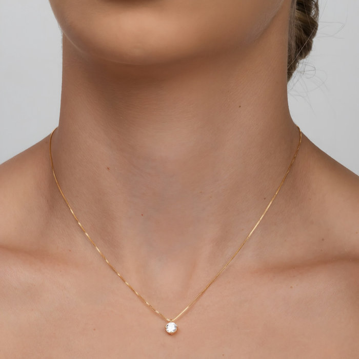 Colar Solitário Garras Zircônia