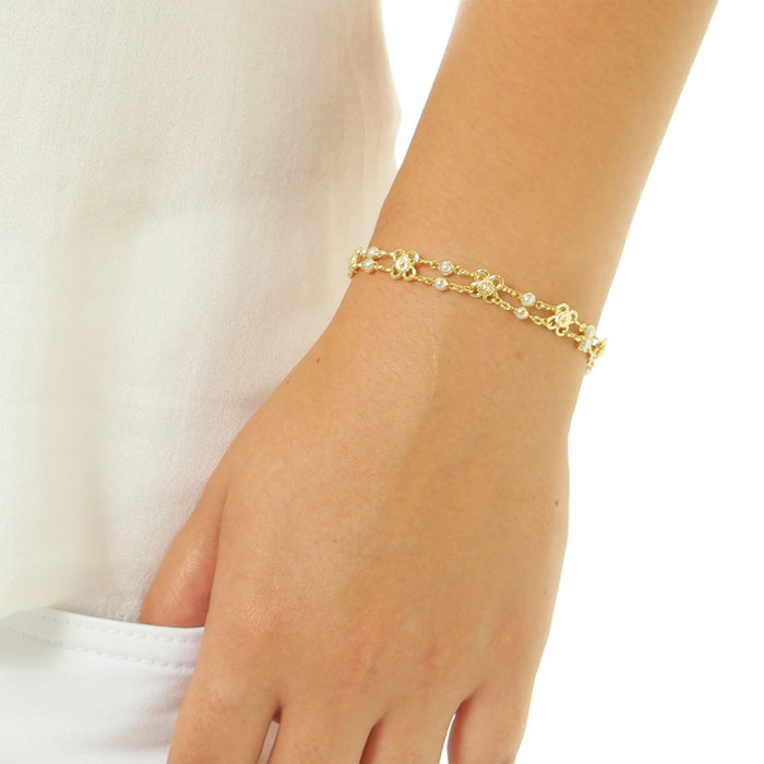 Pulseira Flor Perolas