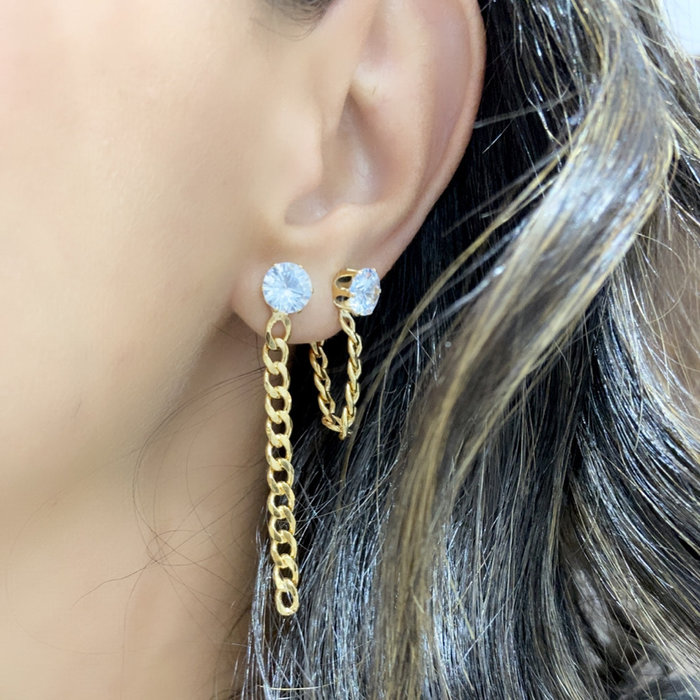 Brinco Solitário Corrente