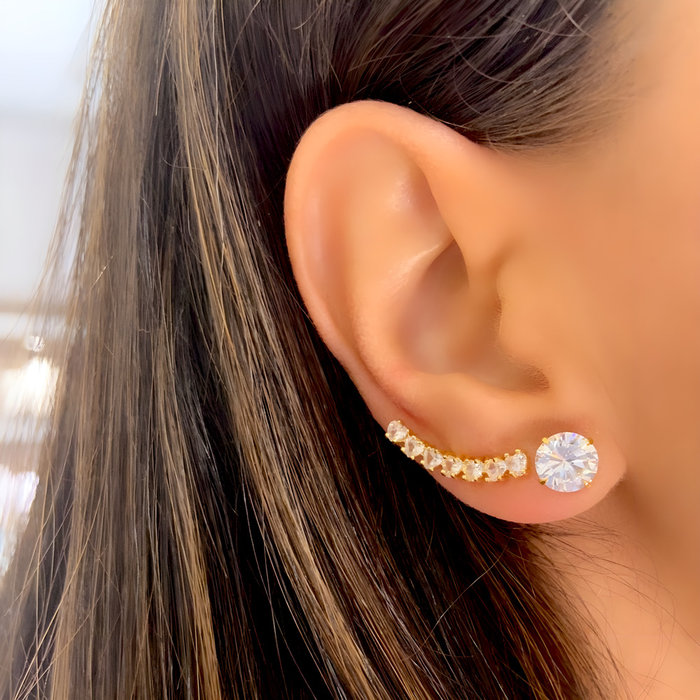 Brinco Ear Cuff 7 Corações Aquarela