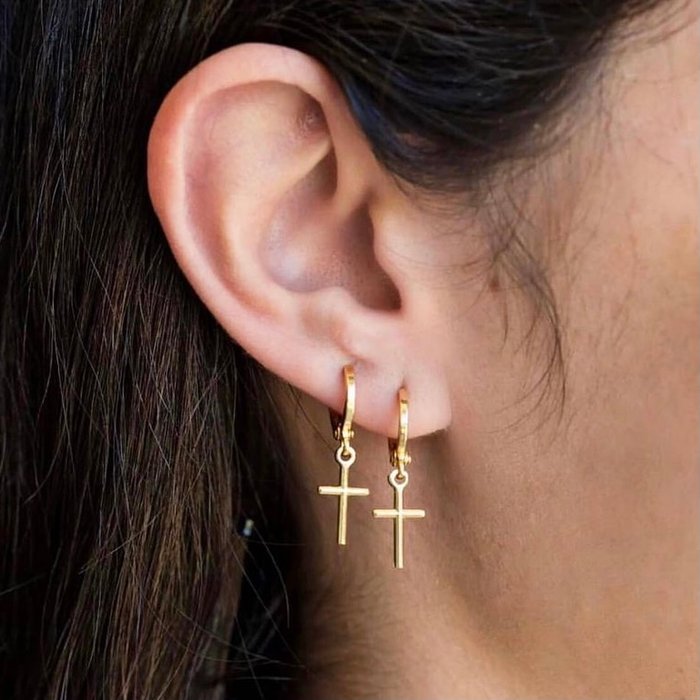 Argola Amém Pingente Cruz