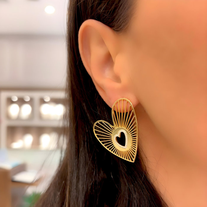 Brinco Coração Grd Zircônia