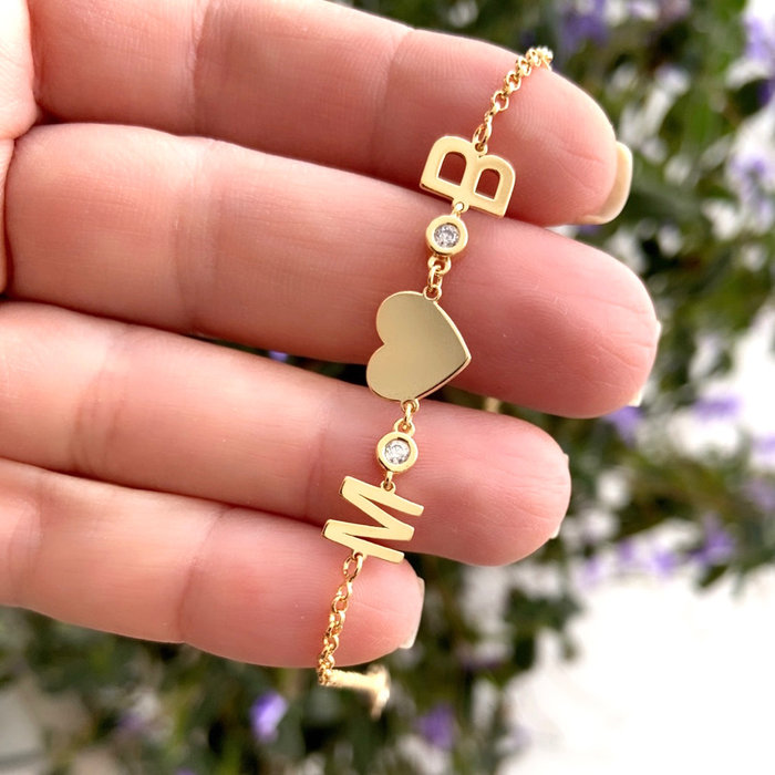 Pulseira Coração Letras