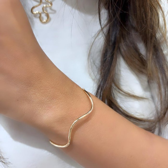 Bracelete Fino Ondulado Aberto