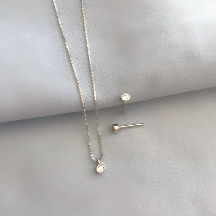 Colar PP Solitário Zircônia