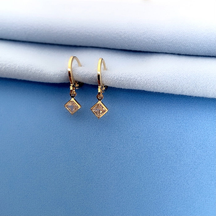 Argola Zirconia Quadrada