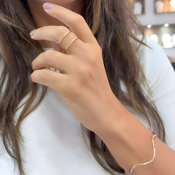 Anel 2V Ondulado Aberto