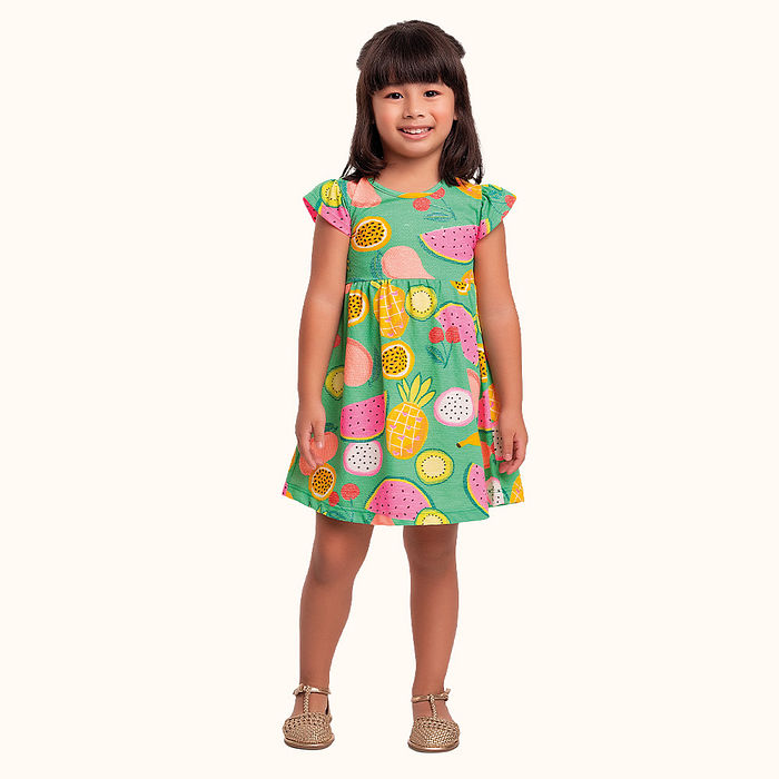 Vestido em malha favo frutas