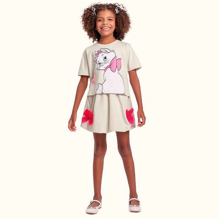 Conjunto blusa e short saia em meia malha marie