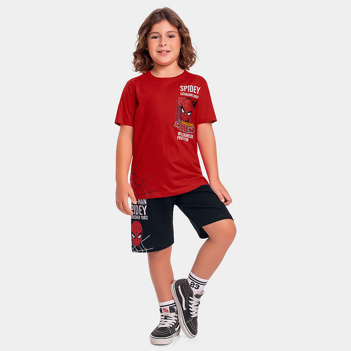 Conjunto infantil Homem Aranha camiseta e bermuda