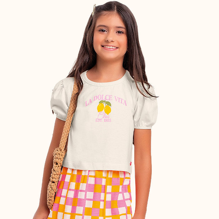 Conjunto blusa em meia malha e saia longa em malha florence xadrez