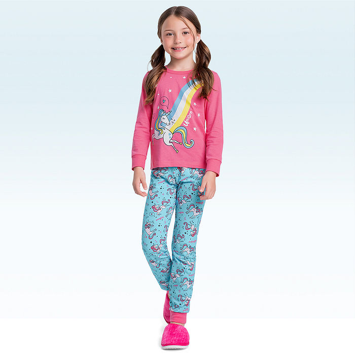 Conjunto pijama blusa manga longa e calça