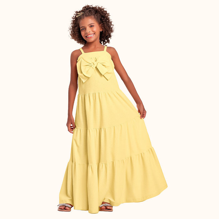 Vestido em malha florence de alcinha com laço