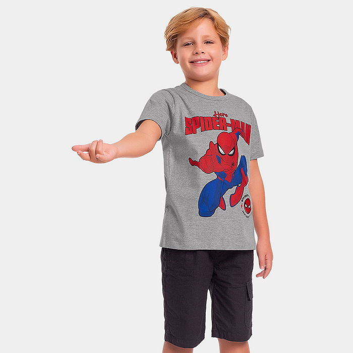 Camiseta manga curta Homem-Aranha com aplique relevo em gel