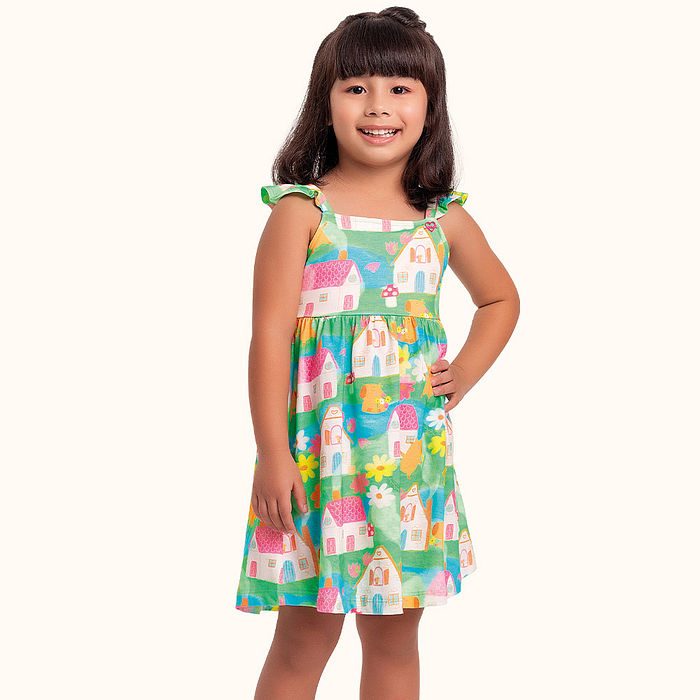 Vestido em meia malha casas