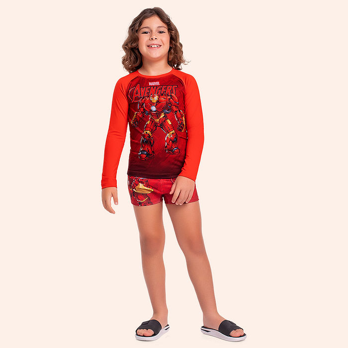 Camiseta manga longa moda praia Avengers