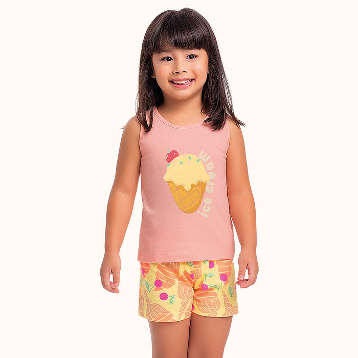 Conjunto verão regata/verão sorvete em meia malha