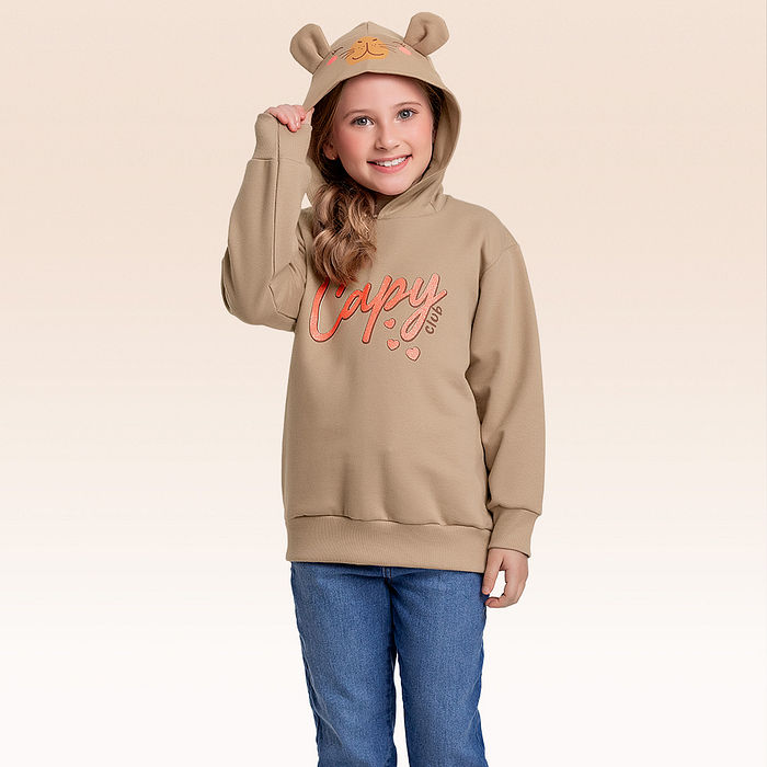 Blusão em moletom com capuz