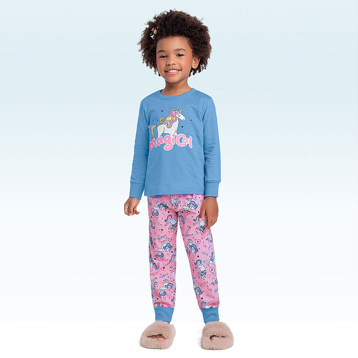 Conjunto pijama blusa manga longa e calça