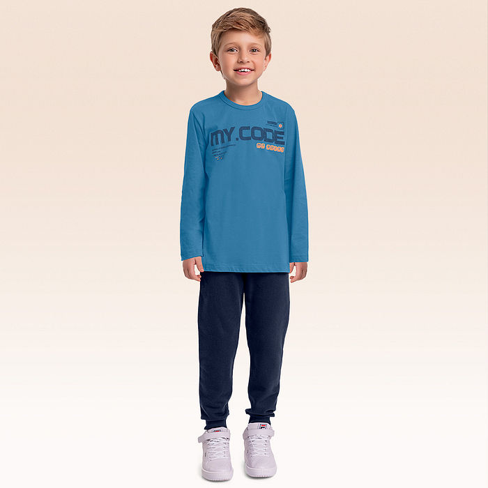 Conjunto camiseta manga longa e calça