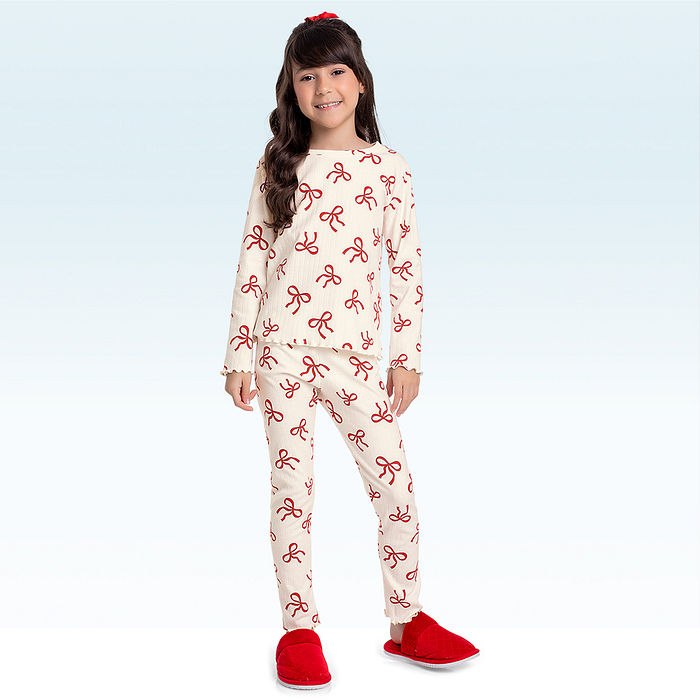 Conjunto pijama blusa manga longa e calça