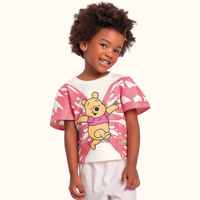Blusa em meia malha ursinho pooh