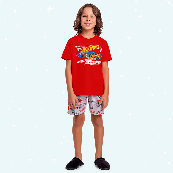 Conjunto pijama com tinta que brilha no escuro Challenge Hot Wheels