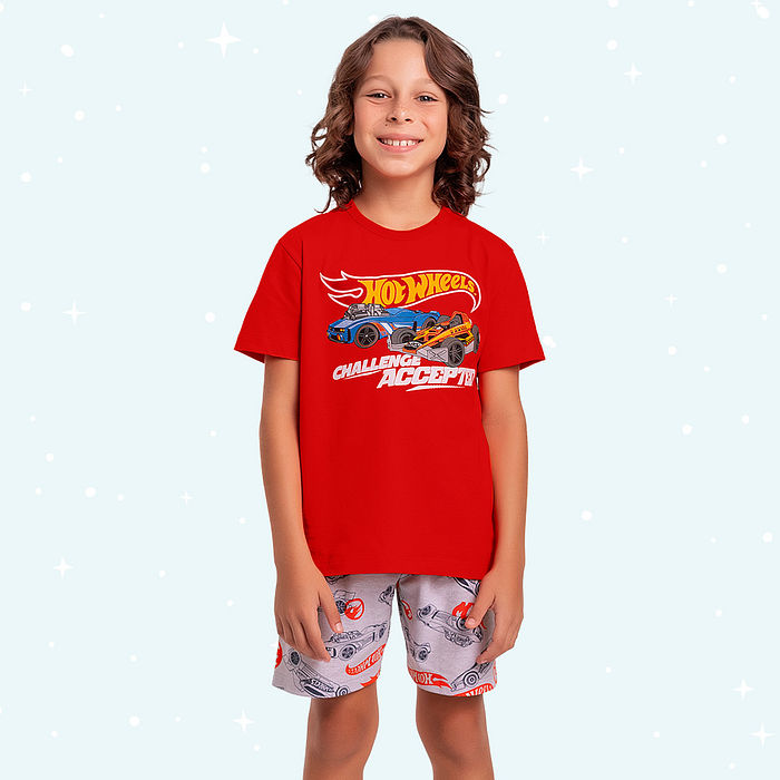 Conjunto pijama com tinta que brilha no escuro Challenge Hot Wheels