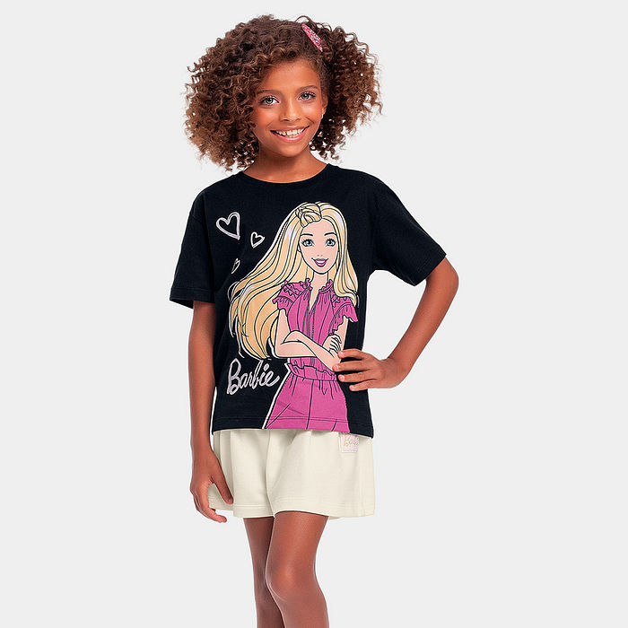 Conjunto blusa e short Barbie