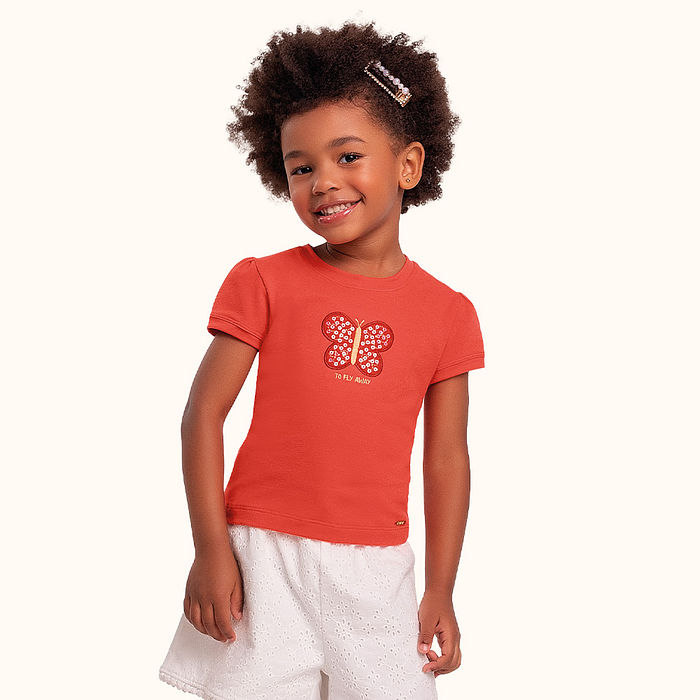 Blusa em cotton leve borboleta