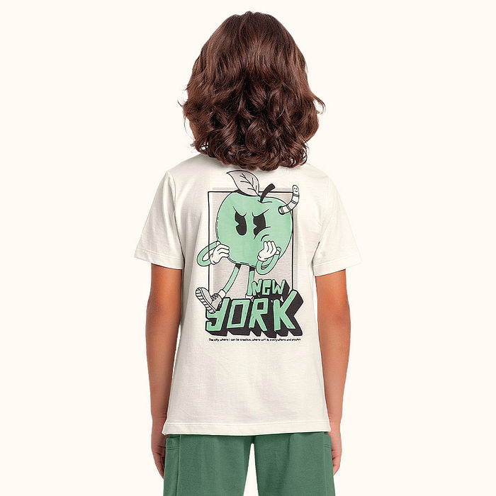 Conjunto camiseta New York em meia malha e bermuda em moletinho