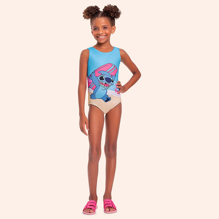 Maiô infantil Stitch com proteção uv