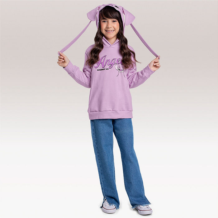 Blusão em moletom com capuz Lilo & Stitch