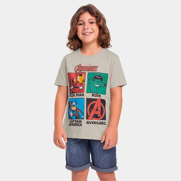 Camiseta manga curta infantil Avengers