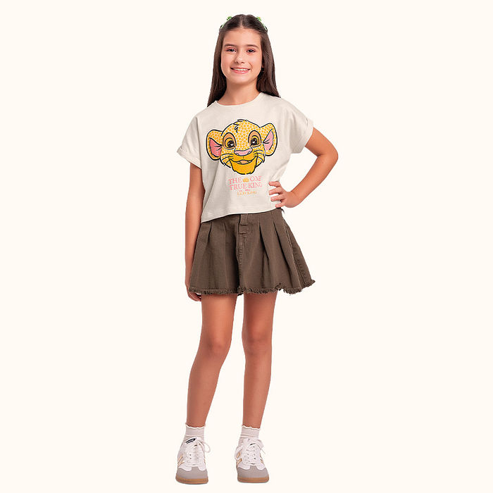 Blusa em meia malha rei leão com glitter