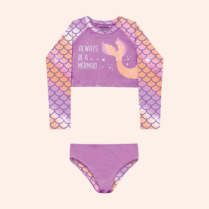 Conjunto moda praia blusa manga longa e calcinha